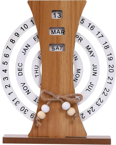Vista 7 de Calendario perpetuo con bloques de madera, calendario para el hogar, día de San Valentín, regalo, decoración de oficina, escritorio, fecha, semana