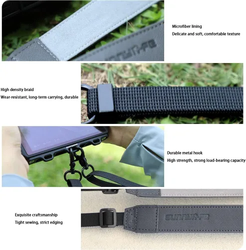 Vista 2 de Taoke D JI RC Pro Accesorios Correa de cuello ajustable de piel sintética, cordón con hebilla de aleación de aluminio CNC para controlador RC Pro