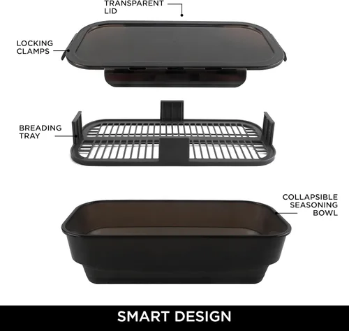 Vista 3 de COOK WITH COLOR Tazón Plegable para Rebozar - Recipiente Agitador para Rebozar Sin Ensuciar - Ideal para Pescado Frito, Pollo Frito, Aros de Negro