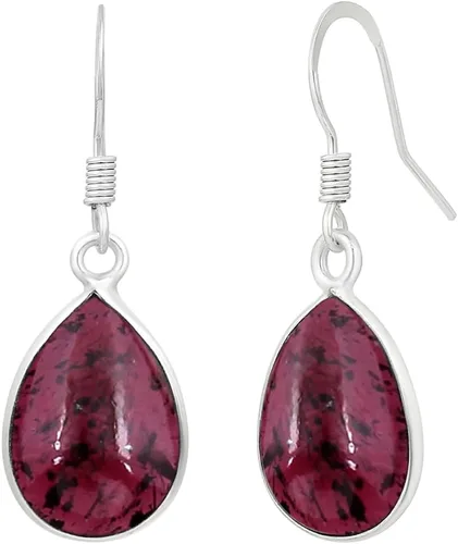 Vista 4 de Teardrop Shape Gemstone Dangle Earrings for Women - Sterling Silver Plated Birthstone Dangle & Drop Handmade Jewelry Earrings - Wedding Chrisrmas