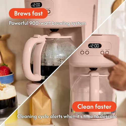 Vista 4 de bella Cafetera programable de 12 tazas, accesorios reutilizables aptos para lavavajillas, pantalla LCD de fácil uso, apagado automático, 900 vatios