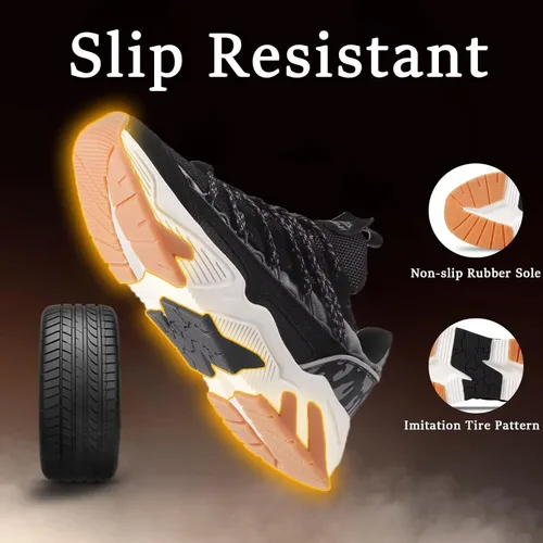 Vista 3 de ZLOLO Zapatos de caminar para hombre, zapatos de deporte gruesos, informales, para papá, a la moda, para entrenamiento, gimnasio, tenis, correr