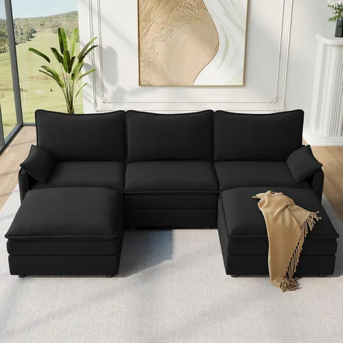 Vista 30 de Vesgantti Sofá modular de 108 pulgadas, cómodo sofá de nube con asiento profundo otomano movible, sofá modular en forma de L, sofás seccionales