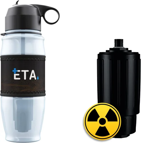 Vista 12 de ETA Botella alcalina con filtro de agua para viajes, camping, senderismo, mochileros, emergencias, supervivencia. Elimina hasta el 99.99%