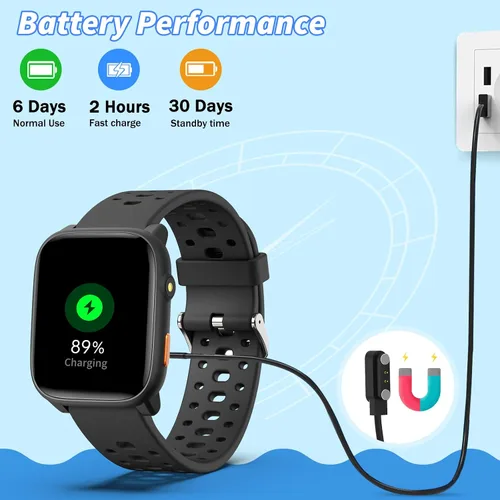 Vista 9 de Reloj inteligente para niños con juegos de rompecabezas, relojes para niños de 1.83", monitor de ritmo cardíaco, monitor de sueño, podómetro, reloj