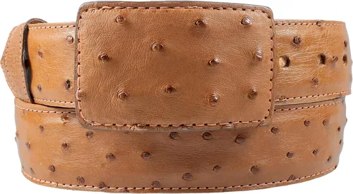 Vista 5 de Paquete Exótico Cuero Genuino Avestruz Cinturón y Cartera Color Coñac
