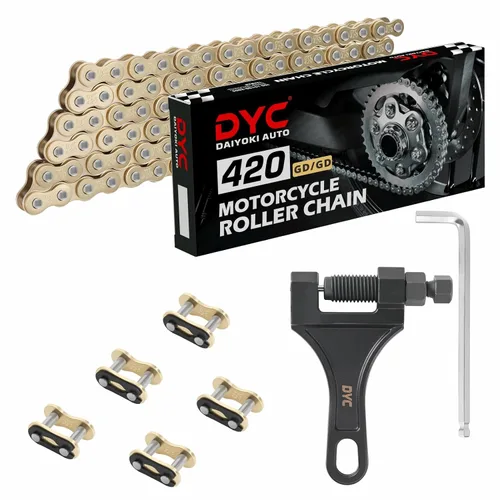 Vista 8 de DYC 420 - Cadena de motocicleta 132 eslabones para 50 70 90 110 125 196 212cc Coleman SSR TaoTao Coolster Apollo Baja Kazuma Chinese ATV, cadena 420