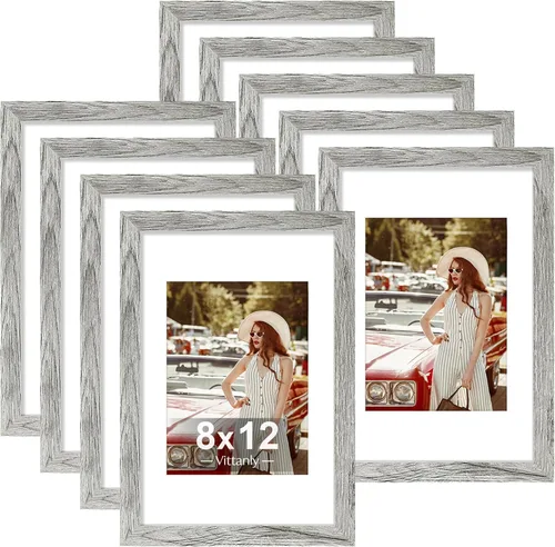 Vista 21 de Juego de 9 portarretratos, plexiglás resistente a rupturas, exhibe fotos de 4 x 6 pulgadas o, con paspartú, de 3.5 x 5 pulgadas, marcos para pared