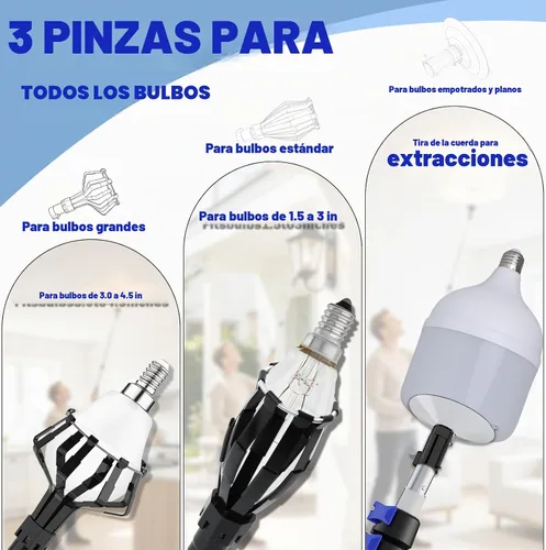 Vista 3 de Cambiador de bombilla de alcance de 28 pies para techos altos con poste, cambiador de poste de extensión de bombilla de 5 a 20 pies con cestas