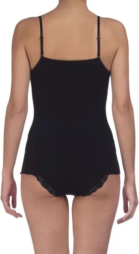 Vista 2 de Oscalito Camisola de lana y seda acanalada con borde de lechuga para mujer con cuello en V y encaje 3408