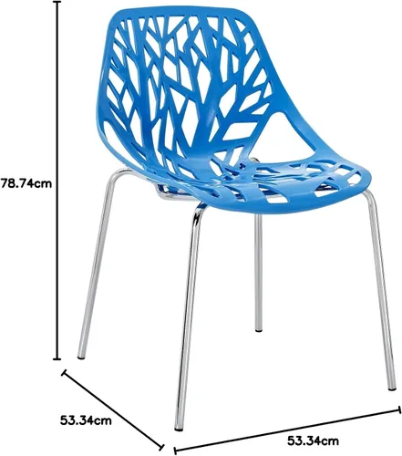 Vista 5 de Modway Stencil - Silla apilable moderna para cocina y comedor en color azul