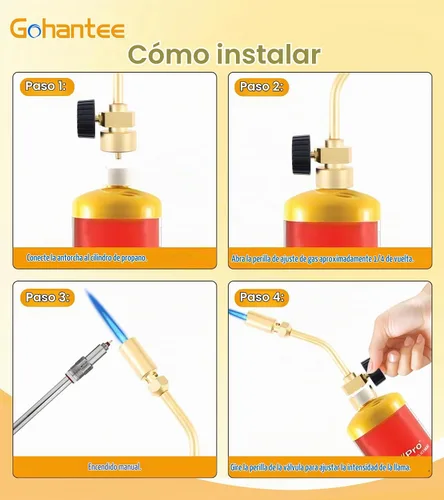 Vista 3 de Cabezal de antorcha de propano de llama de latón con versión de latón