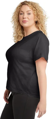 Vista 3 de Hanes Camiseta de algodón Originals, camisetas de talla grande para mujer, cuello redondo clásico
