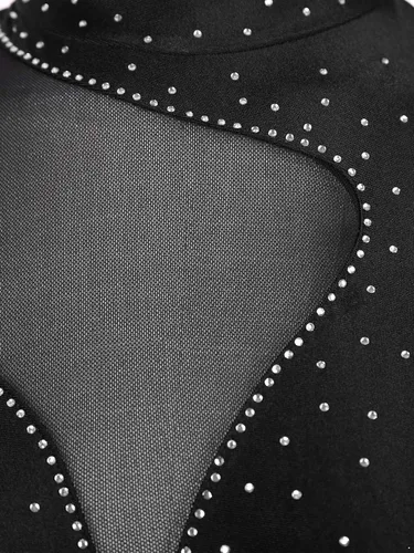 Vista 55 de iiniim Leotardo de malla para mujer, con diamantes de imitación, de malla, de manga larga, leotardos de gimnasia