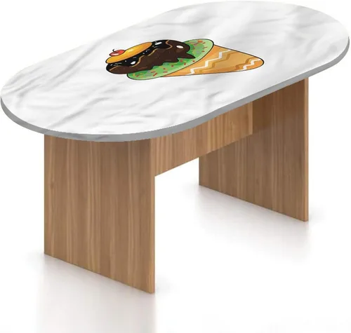 Vista 23 de Mantel ovalado ajustable para patio, decoración de helado, de poliéster elástico, fondo de gofre con estampado de dulce verano, se adapta a mesas