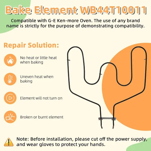 Vista 3 de AMI PARTS WB44T10011 Elemento de horneado del horno de reemplazo Compatible con horno G-E Ken-more JBP68DM1WW, JBP78WB1WW, JBP78AB2AA, JCBP35BJ2BB