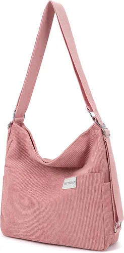 Vista 8 de Mochila Tote Bolso Bandolera de Pana para Mujer, Bolsos de Hombro Convertibles, Bolso de Mano de Diseñador para Universidad, Trabajo