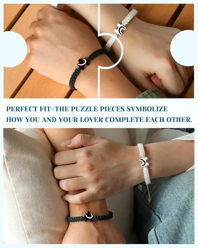 Vista 2 de UNGENT THEM You Are My Missing Piece of The Puzzle – Pulseras para parejas, aniversario, Navidad, I Love You, regalos más dulces del día de San