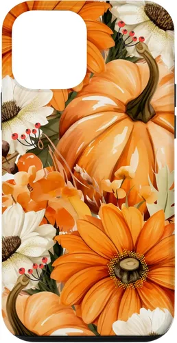 Vista 16 de Funda con temática de otoño para iPhone 16, diseño de calabaza, niña, mujer, diseño vintage de otoño