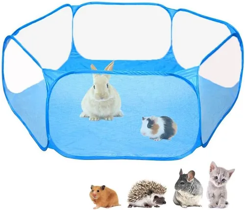 Vista 3 de 2 paquetes de corralito portátil para animales pequeños, valla de ejercicio para mascotas para exteriores/interiores, accesorios para conejillos