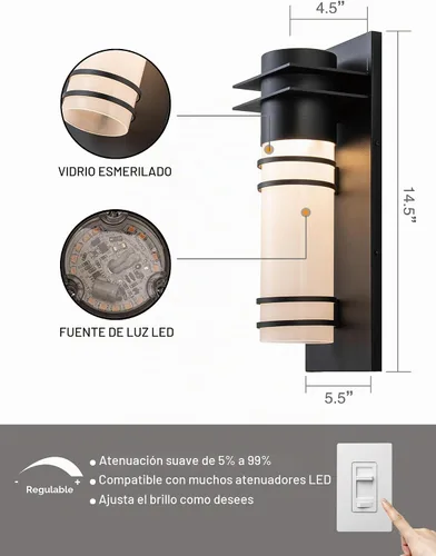 Vista 2 de Soporte de pared para exteriores, aplique de pared LED residencial comercial, moderno accesorio de luces de pared exterior, lámparas de pared LED