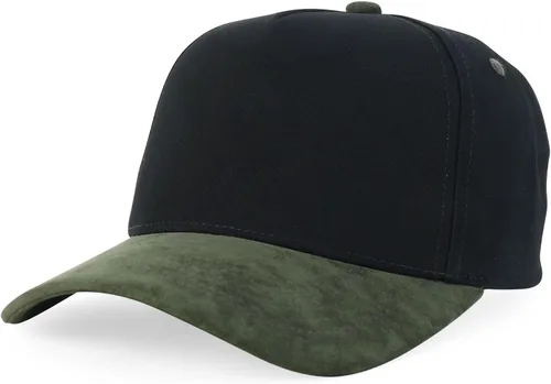 Vista 8 de Trendy Apparel Shop Gorra de béisbol combinada de 5 paneles de algodón y gamuza Piedra real
