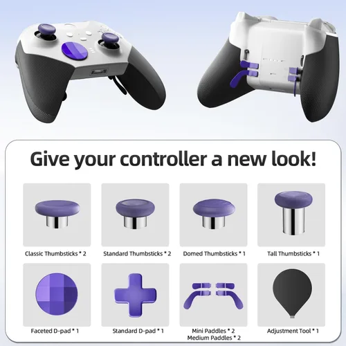 Vista 5 de Complete Component Pack for Elite Controller Series 2, Charging Station with 4 Paddles, 4 Thumbsticks, 1 Charging Dock, Adjustment Tool & Carrying