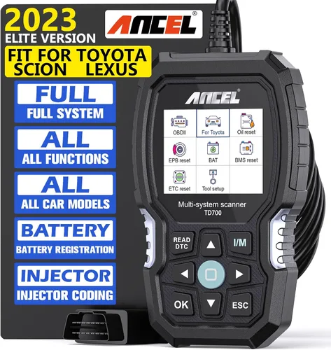 Vista 2 de ANCEL TD700 All System OBD2 escáner compatible con Toyota Lexus Scion con funda protectora ANCEL