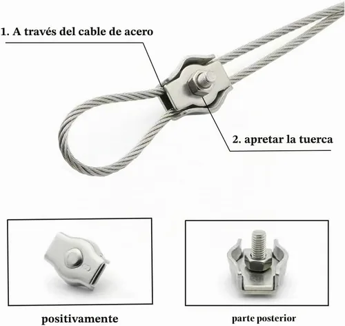 Vista 4 de Abrazadera de cable de cuerda de alambre simplex de acero inoxidable/abrazadera de cuerda de alambre (1/8 pulg. M3)