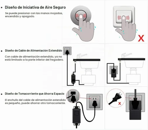 Vista 3 de CLEESINK - Kit de interruptor de aire para la parte superior del fregadero para eliminación de basura (2.5 pulgadas, negro)