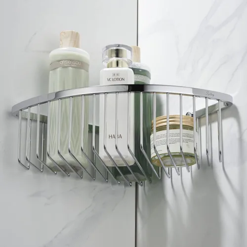 Vista 13 de Organizador esquinero para ducha, SUS304 de acero inoxidable, resistente al óxido, estante de almacenamiento montado en la pared para baño, cocina
