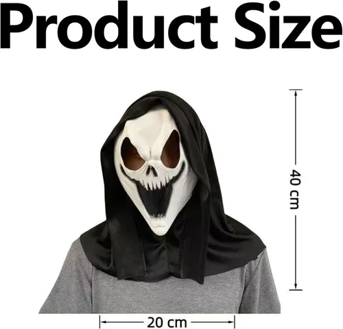 Vista 7 de Moily Máscara de grito con capucha negra adjunta, máscara de Halloween Tipo B