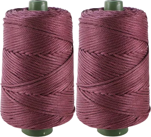 Vista 22 de Cordón de hilo artístico de 14.11 oz, hilo de poliéster color burdeos, para tejer macramé, bolsas de ganchillo, canasta de ganchillo, sombrero