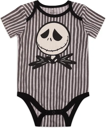 Vista 7 de Disney Nightmare Before Christmas Jack Skellington - Paquete de 3 mamelucos para bebé, color gris