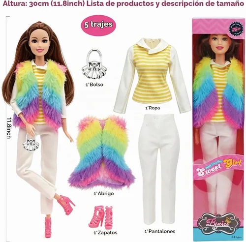 Vista 5 de Juego de 4 muñecas de moda de juguete americano de 11.5 pulgadas, muñecas de princesa para niñas de 6 a 12 años, juego de muñecas con accesorios
