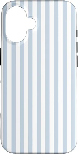 Vista 32 de Funda con patrón geométrico de rayas blancas y azul claro para iPhone 17