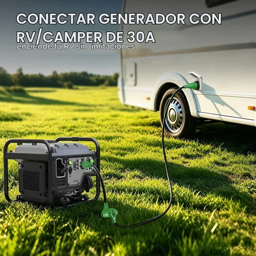 Vista 2 de RVGUARD Cable adaptador de generador RV de 3 clavijas de 30 amperios a 30 amperios de 12 pulgadas STW 10/3, enchufe macho de bloqueo L5-30P a hembra