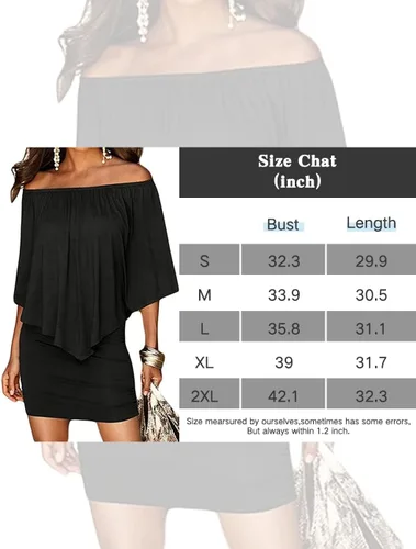 Vista 4 de Haola Bodycon - Mini vestido de verano para mujer con hombros descubiertos y escarolas.