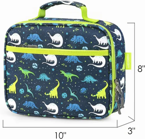 Vista 3 de lonchera infantil con aislamiento térmico para niñas y niños pequeños (galaxia y dinosaurios)