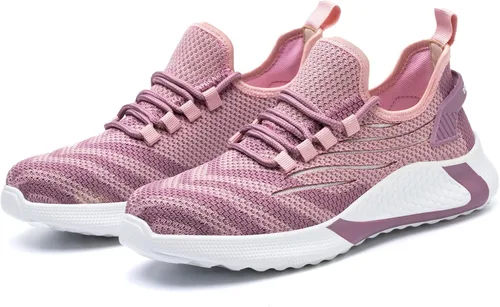 Vista 8 de MAIZUN Zapatos con punta de acero para mujer, ligeros, zapatos de trabajo de seguridad, indestructibles, antideslizantes, zapatos de punta compuesta