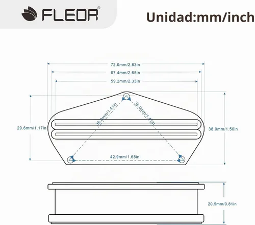 Vista 2 de FLEOR Pastilla Alnico 5 TL Hot Dual Rail Humbucker – Pastilla de puente de alta impedancia 6-7K
