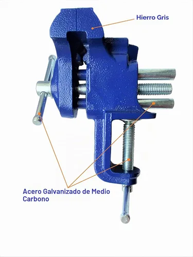 Vista 3 de Rolin Vise Abrazadera de trabajo de madera Herramientas ligeras de 3 pulgadas Pequeño tornillo de banco de mesa de tornillo de banco azul