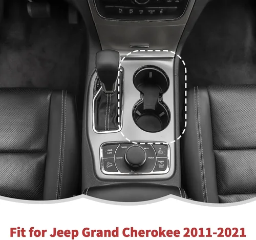 Vista 7 de Marco de Cubierta de Portavasos Accesorios Decorativos de Interior para Jeep Grand Cherokee 2011-2021 (Negro)