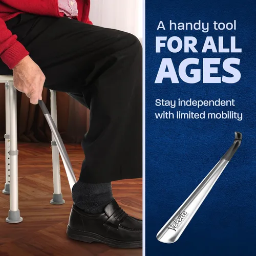 Vista 6 de Velette Metal Shoe Horn - Shoe Horns for Seniors, Men, Women and Kids - Shoehorn Helper for Boots and Shoes