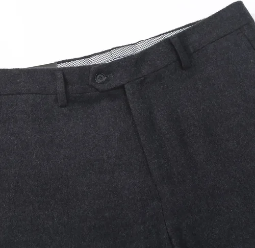 Vista 5 de oelaio Pantalones de vestir a rayas para hombre, grandes y altos, ajustados, para negocios, frente plano, pantalones chinos para hombre
