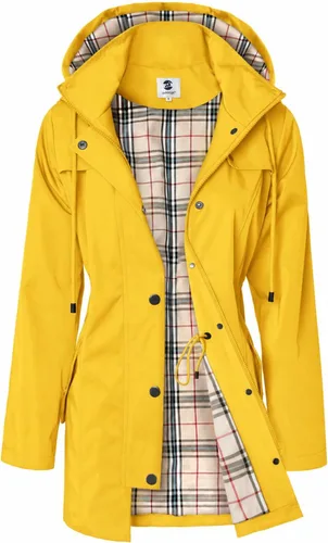 Vista 13 de SaphiRose Chaqueta larga con capucha para lluvia al aire libre para mujer, impermeable, rompevientos Algas Azul