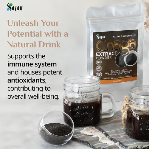 Vista 3 de Polvo extracto hongo chaga siberiano. Súper antioxidante, ayuda al sistema inmune., 2 onza, 1