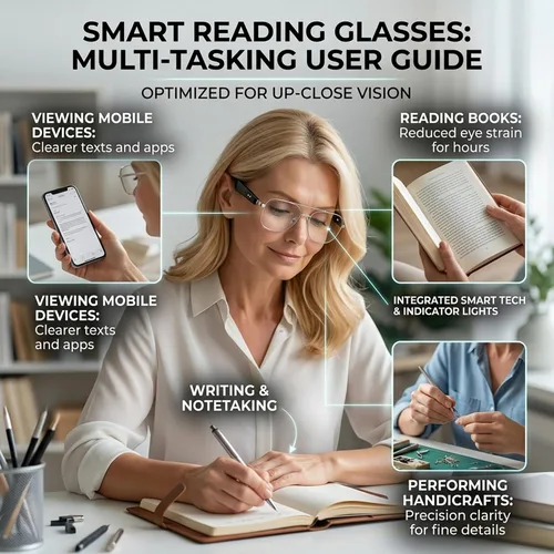Vista 6 de Gafas inteligentes con Bluetooth 5.4 Gafas de sol polarizadas para lectura Lente fotocromática Bluetooth con control de voz táctil