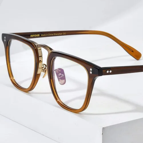 Vista 2 de HEPIDEM Marco de gafas de acetato para mujer, gafas cuadradas vintage para hombre, gafas ópticas