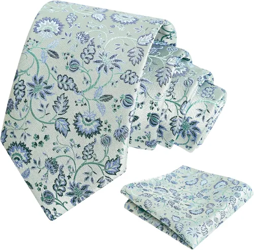 Vista 154 de Alizeal Mens 3.15inches Leaf Flower Pattern Tie with Floral Pocket Square Set